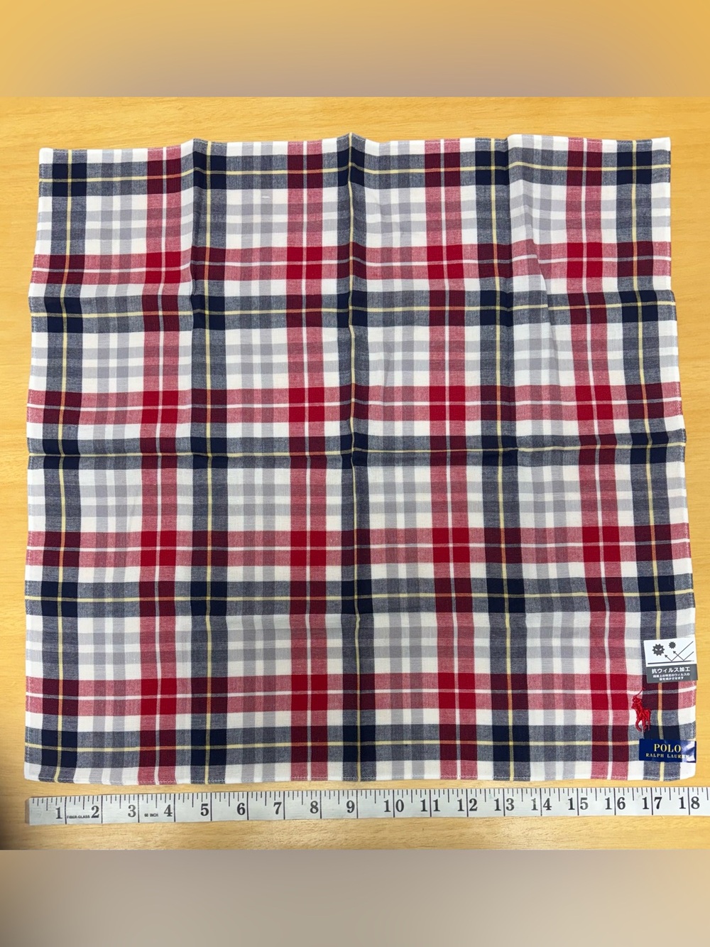 New Polo Ralph Lauren Red Plaid 18” pocket square handkerchief neckerchief scarf